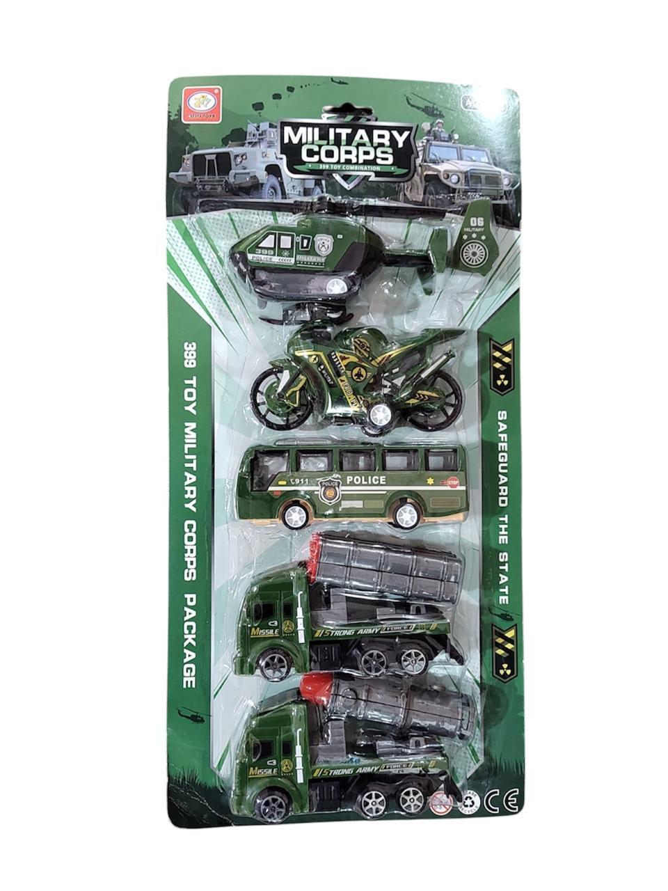 SET AUTOS CON MOTO Y HELICOPTERO MILITAR EN BLISTER